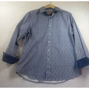 Nick Graham Shirt Mens Large Paisley Stretch Modern Fit Long Sleeve Button Up